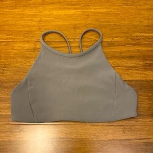 Lululemon high neck, open back bra.